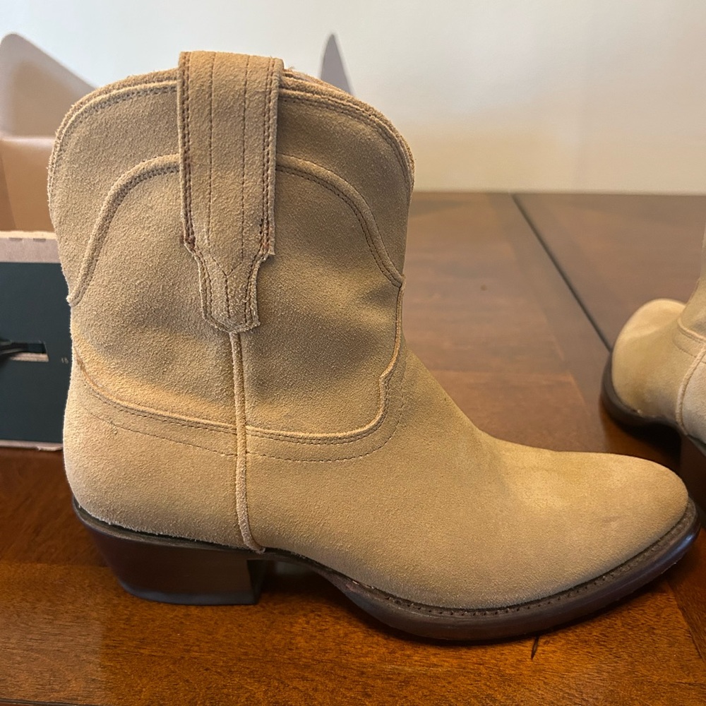 Tecovas Lucy sand suede boots